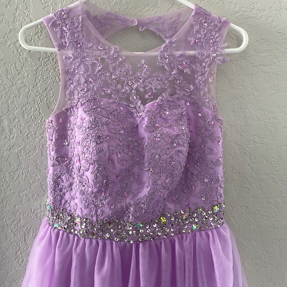Unbranded Purple Tulle A-line Dress w/ rhinestone belted detail Size 6/8 - Picture 3 of 6